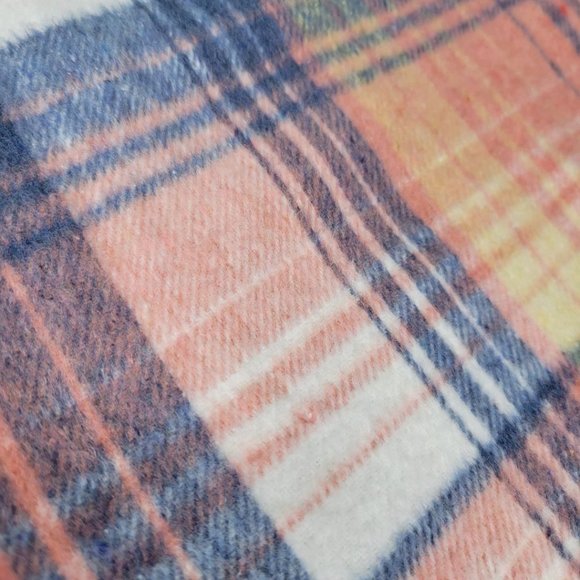 WOMEN’S CASUAL PINK  MULTI PLAID FLANNEL SHACKET JACKET OVERSIZED - Picture 10 of 11